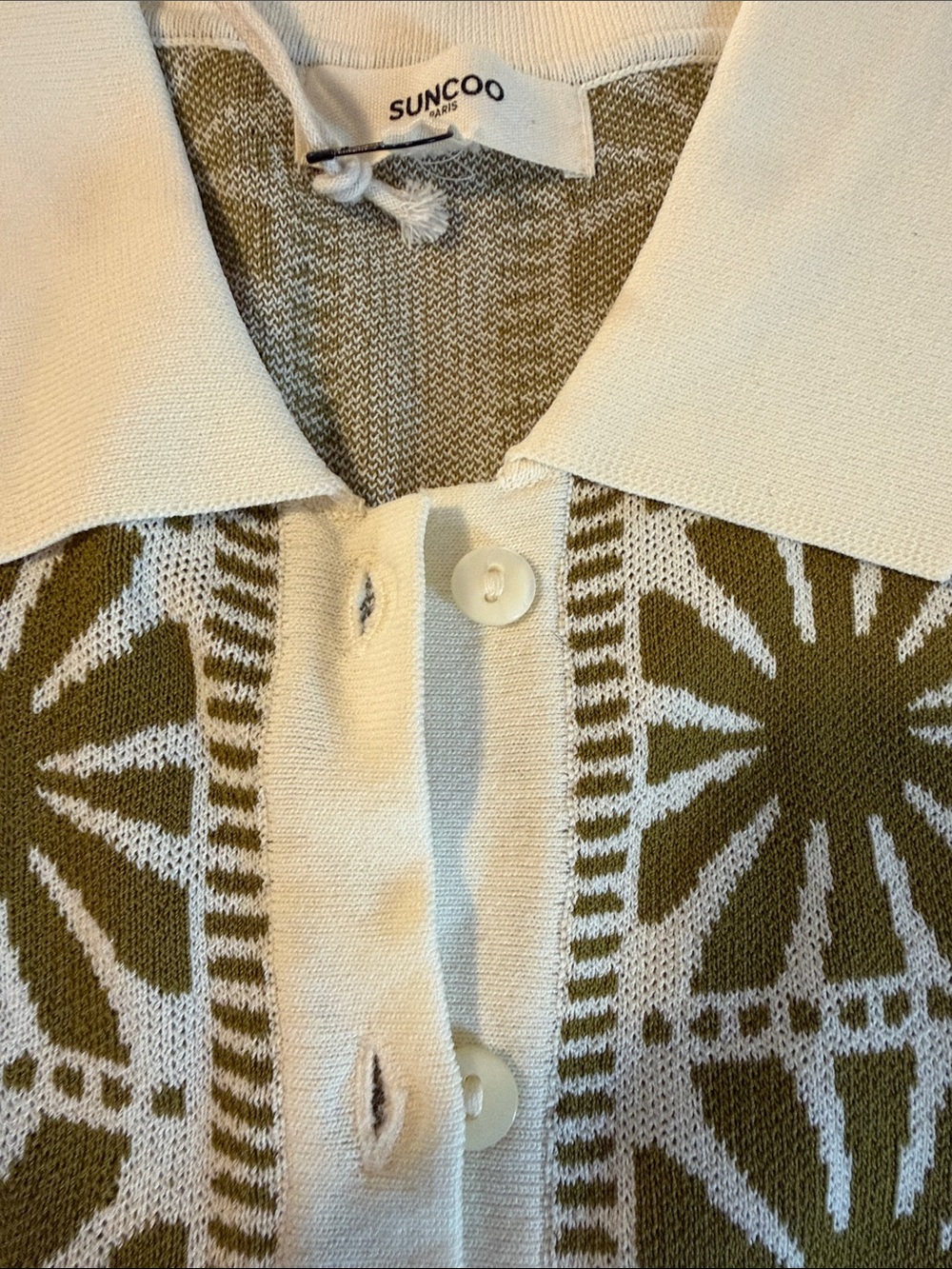 awomen’s Olive Green & Cream Patterned Tropical Shorts Set Sz XS - Picture 7 of 7